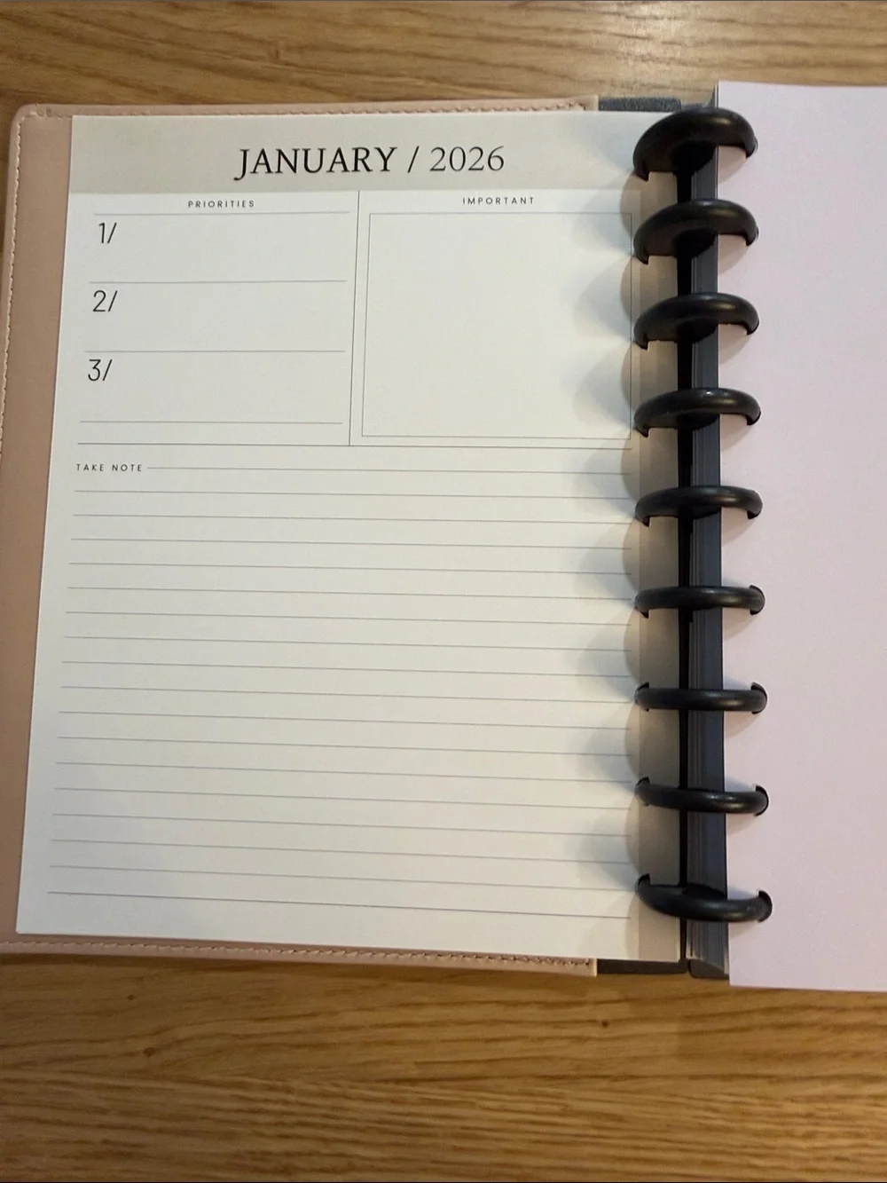 2026 Rose Gold Disc-Bound Planner with Elastic Closure